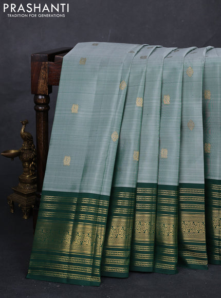 Pastel Green & Green Pure Kanchipuram Silk - Buttas