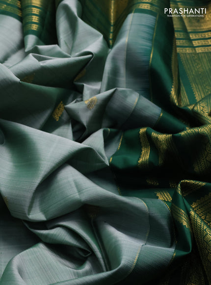 Pastel Green & Green Pure Kanchipuram Silk - Buttas