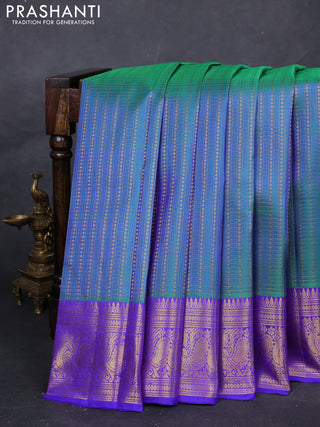 Green & Violet Pure Kanchipuram Silk-Checks