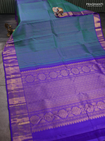 Green & Violet Pure Kanchipuram Silk-Checks