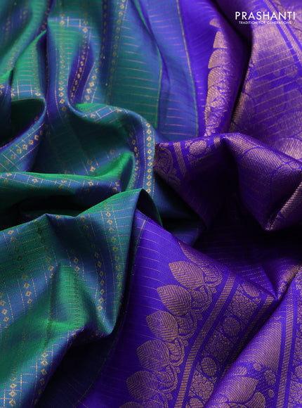 Green & Violet Pure Kanchipuram Silk-Checks