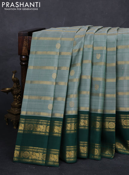 Pastel Green & Green Pure Kanchipuram Silk -Zari Weaves