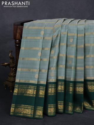 Pastel Green & Green Pure Kanchipuram Silk -Zari Weaves