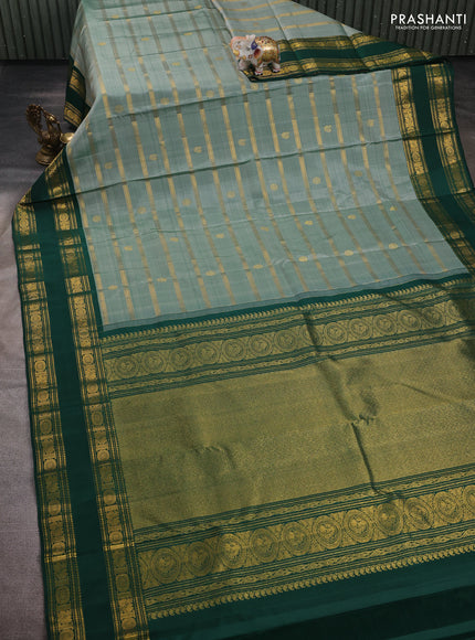 Pastel Green & Green Pure Kanchipuram Silk -Zari Weaves