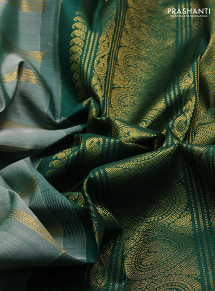 Pastel Green & Green Pure Kanchipuram Silk -Zari Weaves