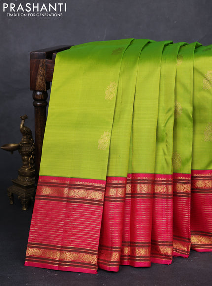 Lime Green Pure Kanchipuram Silk  - Ganga Jamuna