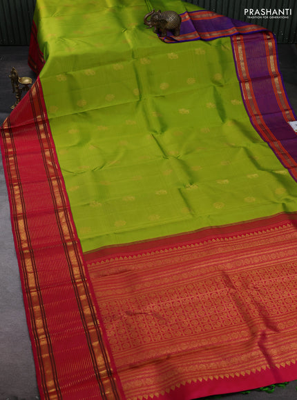 Lime Green Pure Kanchipuram Silk  - Ganga Jamuna