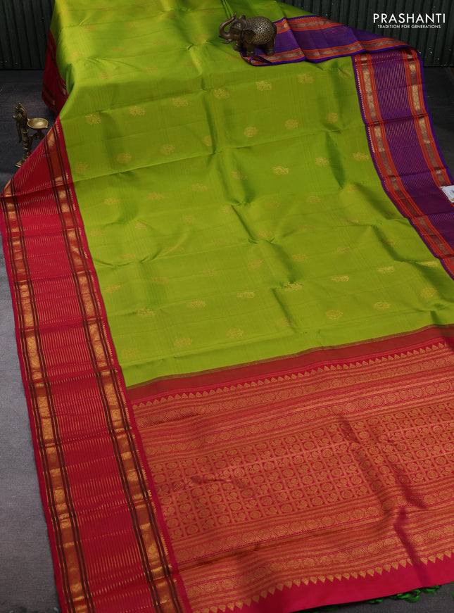 Lime Green Pure Kanchipuram Silk  - Ganga Jamuna