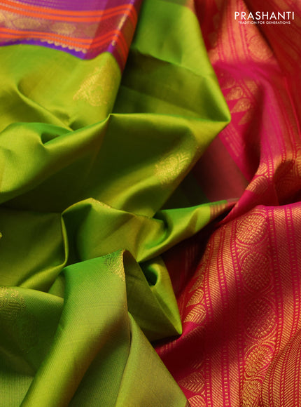Lime Green Pure Kanchipuram Silk  - Ganga Jamuna