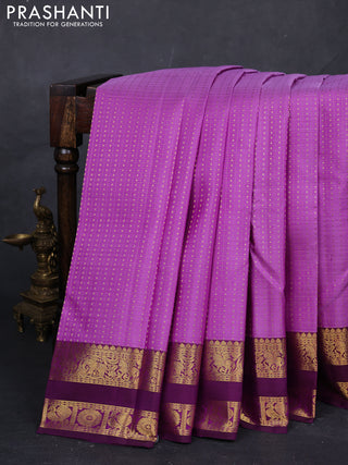 Lavender & Purple Pure Kanchipuram Silk -Checks