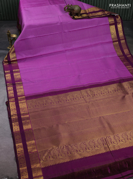 Lavender & Purple Pure Kanchipuram Silk -Checks