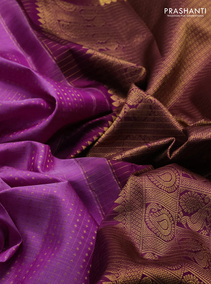 Lavender & Purple Pure Kanchipuram Silk -Checks