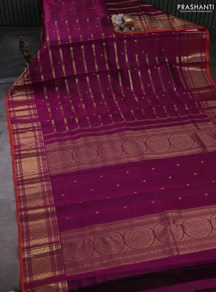 Purple Pure Kanchipuram Silk  - Zari Weaves
