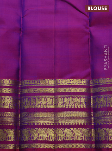 Blue & Magenta Pink Pure Kanchipuram Silk -Zari Weaves