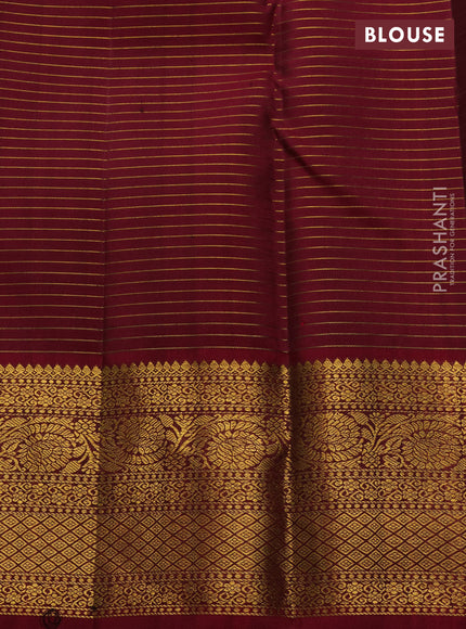 Green & Maroon Pure Kanchipuram Silk  -Checks