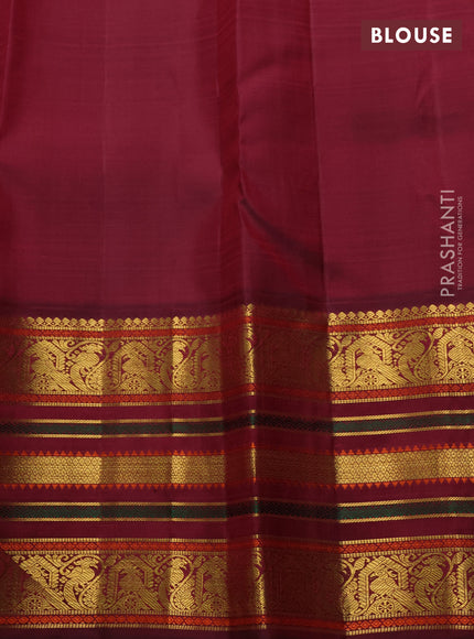 Pastel Pink & Maroon Pure Kanchipuram Silk - Buttas