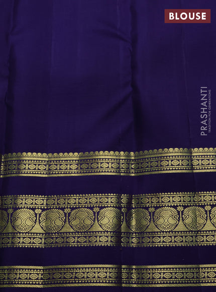 Peacock Green & Navy Blue Pure Kanchipuram Silk -Zari Weaves