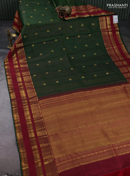 Green & Maroon Pure Kanchipuram Silk  -Vairaosi