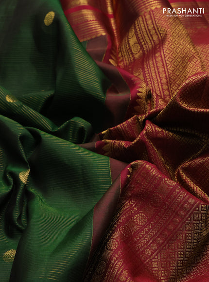 Green & Maroon Pure Kanchipuram Silk  -Vairaosi