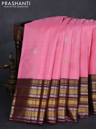 Pink & Maroon Pure Kanchipuram Silk - Buttas