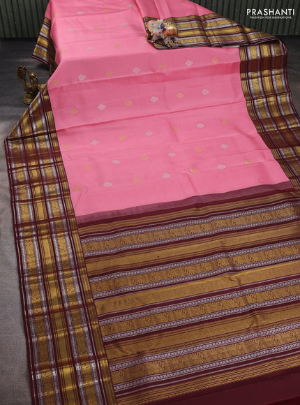 Pink & Maroon Pure Kanchipuram Silk - Buttas