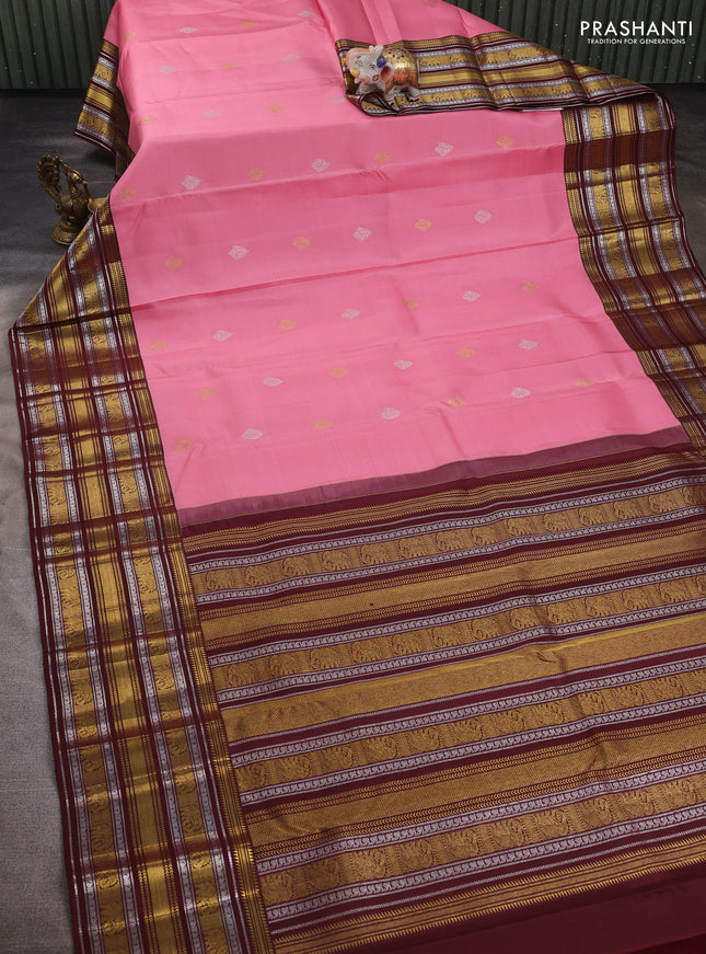 Pink & Maroon Pure Kanchipuram Silk - Buttas