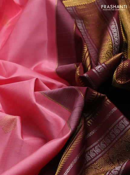 Pink & Maroon Pure Kanchipuram Silk - Buttas