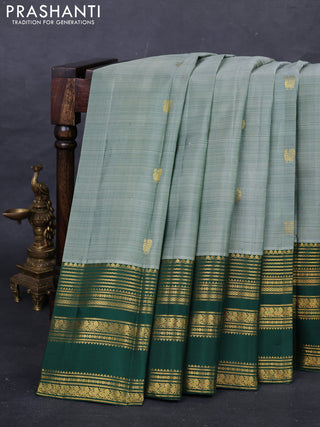 Pastel Green & Green Pure Kanchipuram Silk  - Buttas