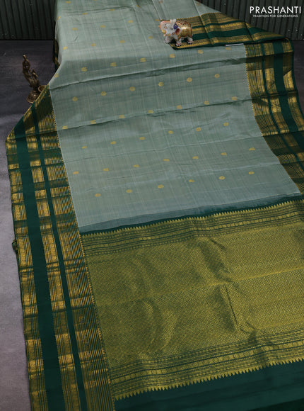 Pastel Green & Green Pure Kanchipuram Silk  - Buttas