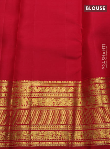Lavender & Red Pure Kanchipuram Silk -Checks