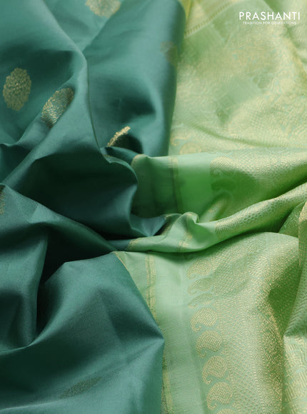 Pastel Green & Pista Green Pure Kanchipuram Silk Saree - Buttas