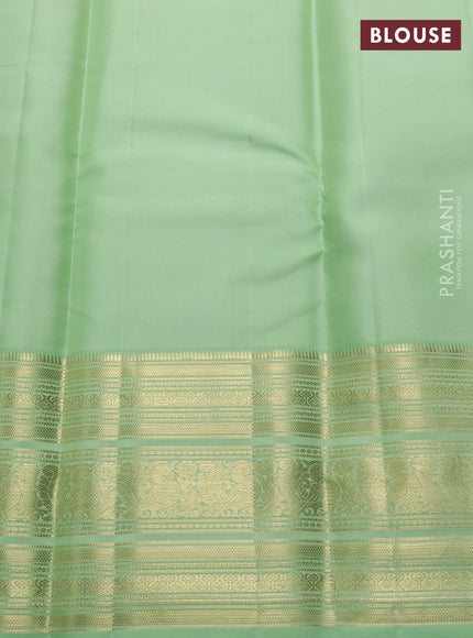 Pastel Green & Pista Green Pure Kanchipuram Silk Saree - Buttas
