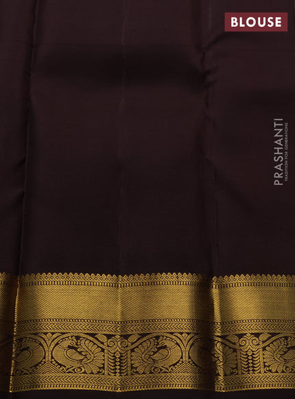 Pastel Brown & Brown Pure Kanchipuram Silk Saree -Buttas