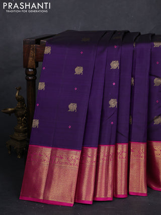 Violet & Pink Pure Kanchipuram Silk Saree - Buttas