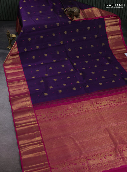 Violet & Pink Pure Kanchipuram Silk Saree - Buttas