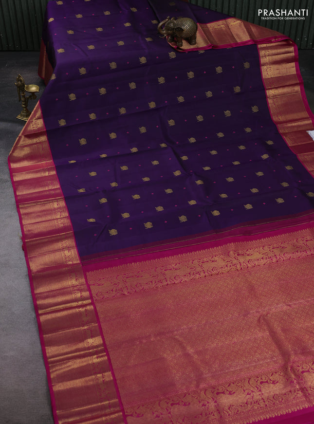 Violet & Pink Pure Kanchipuram Silk Saree - Buttas