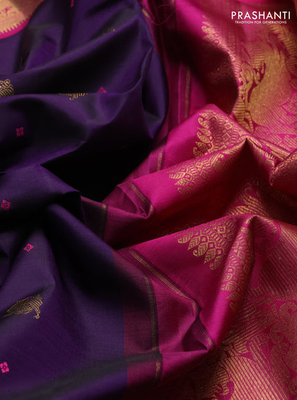 Violet & Pink Pure Kanchipuram Silk Saree - Buttas