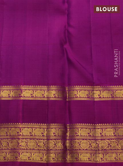 Purple & Magenta Pink Pure Kanchipuram Silk - Checks