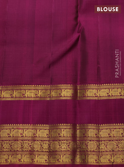 Green & Magenta Pink Pure Kanchipuram Silk  -Buttas