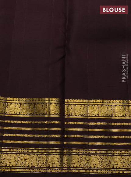 Peacock Green & Coffee Brown Pure Kanchipuram Silk  - Zari Weaves