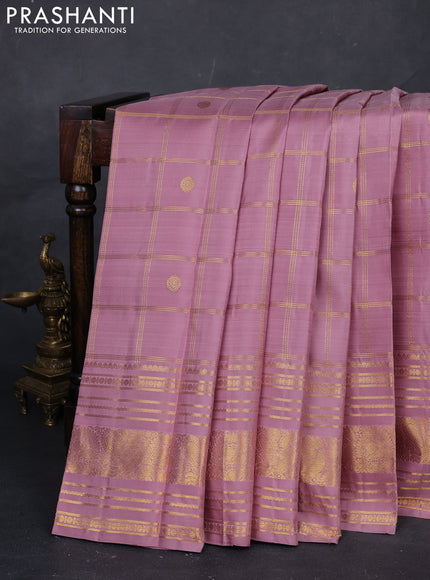 Pastel Pink Pure Kanchipuram Silk -Checks