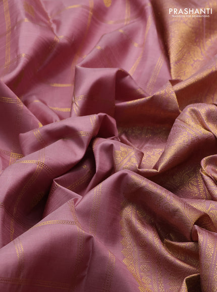 Pastel Pink Pure Kanchipuram Silk -Checks