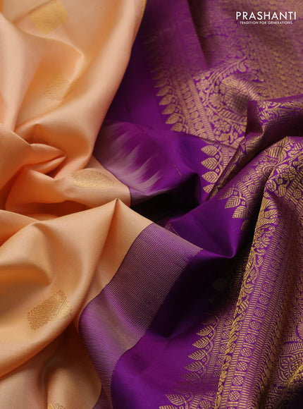 Pale Orange & Purple Pure Kanchipuram Silk - Buttas