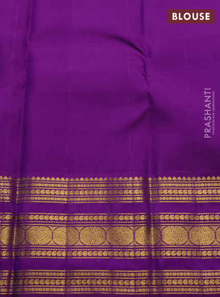 Teal Green & Purple Pure Kanchipuram Silk  -Buttas