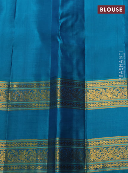 Teal Green & Teal Blue Pure Kanchipuram Silk - Buttas