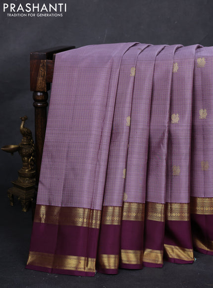 Pastel Purple & Purple Pure Kanchipuram Silk  - Checks