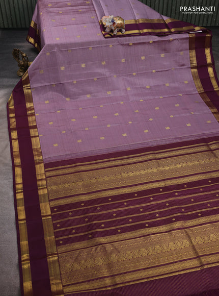 Pastel Purple & Purple Pure Kanchipuram Silk  - Checks