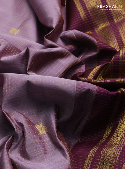Pastel Purple & Purple Pure Kanchipuram Silk  - Checks
