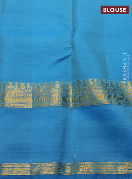 Teal Green & Cs Blue Pure Kanchipuram Silk  -Zari Weaves