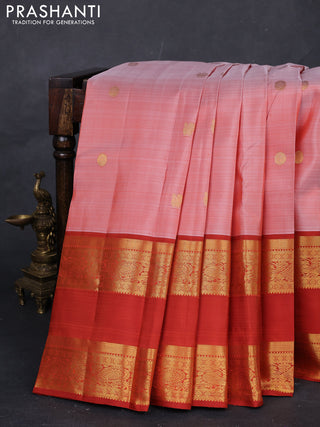 Peach & Rust  Pure Kanchipuram Silk -Buttas